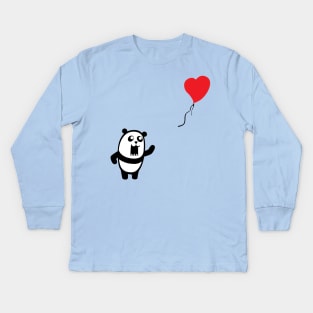 Panda Balloon - Banksy Tribute Kids Long Sleeve T-Shirt